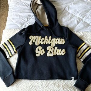 Women’s Navy Blue Hoodie with Michigan Go Blue Logo
